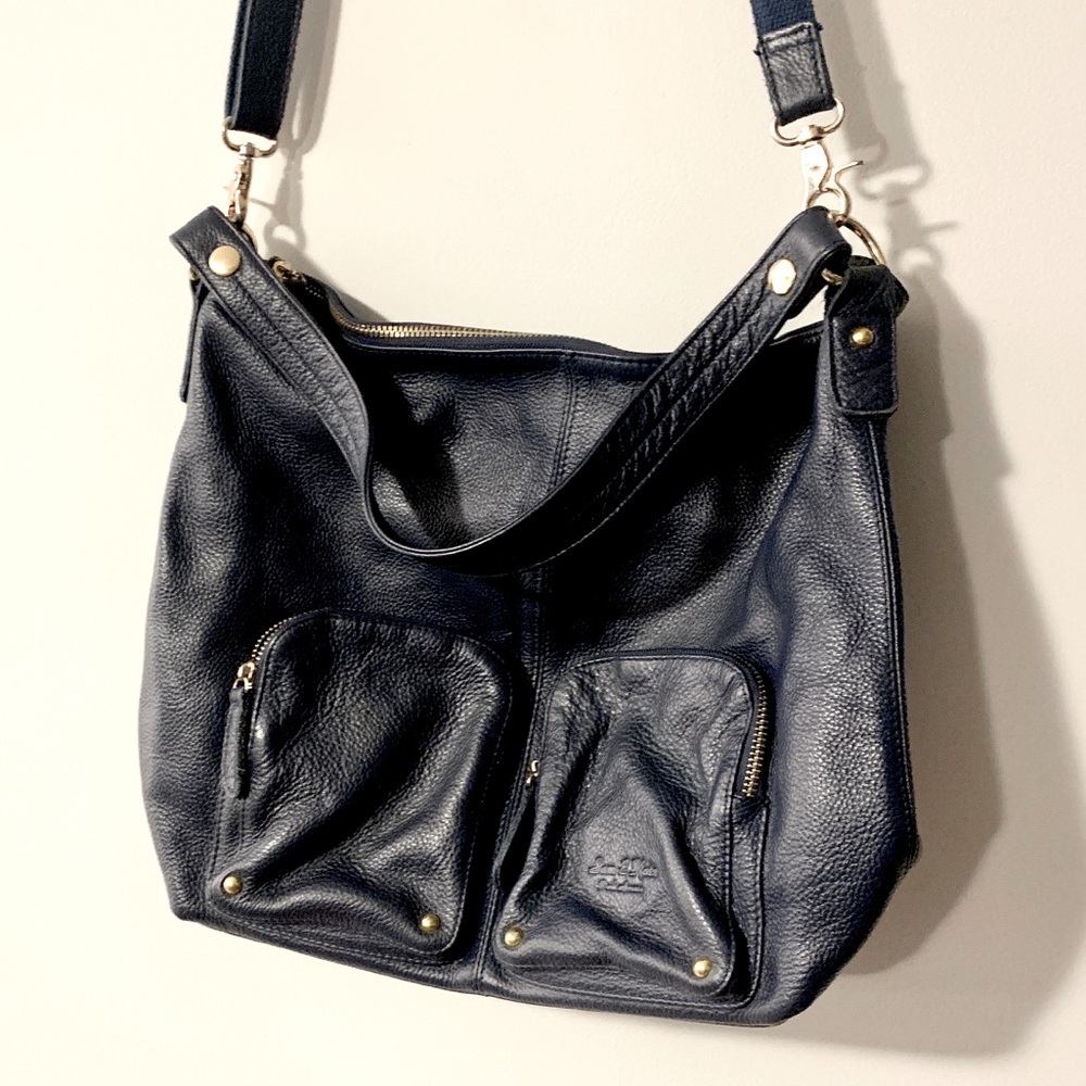 Gen. Leather Bag X Sam & Kate by Park Avenue. Navy Blue Colour + Leopard Print